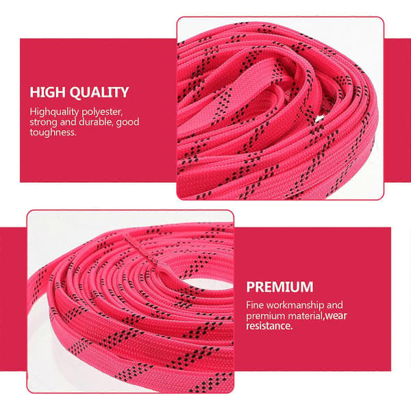 1 par polyester snørebånd issko voks snørebånd rulleskøjter voks snørebånd (pink)