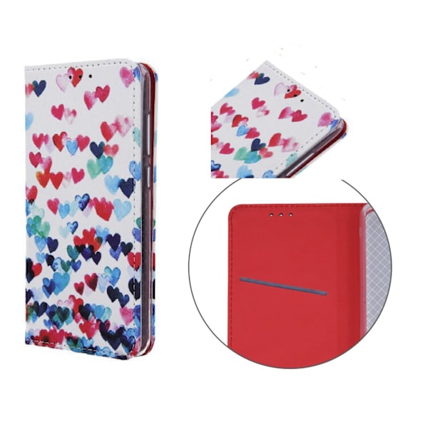 Samsung A9 (2018) - Smart Trendy Hearts Mobilplånbok Vit