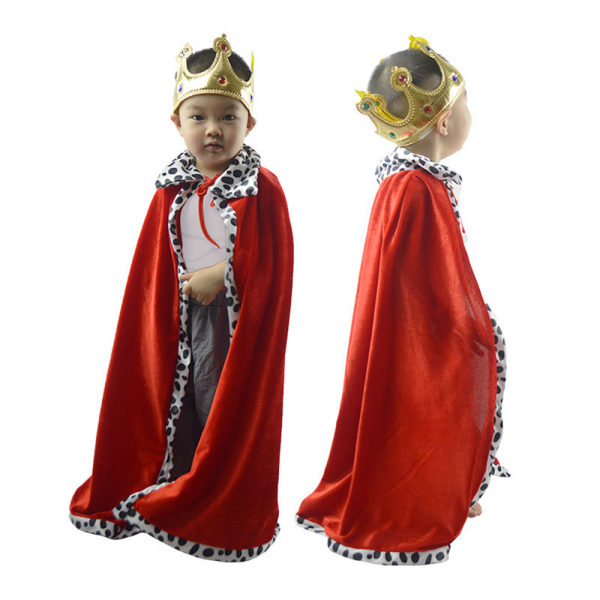 Kids King kostym cape med Crown Halloween King Costume