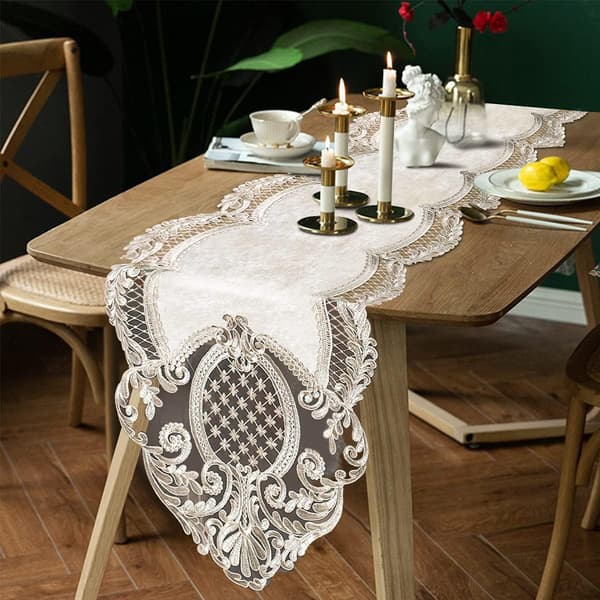 Blomstret fløyel løper duk elegant elegant vaskbar bordmatte T