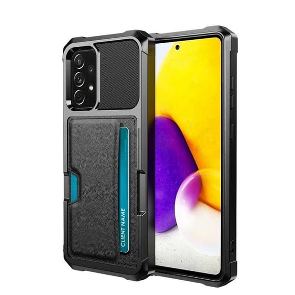 Samsung A52/A52s 4G/5G iskunkestävä kuori korttipaikalla Solid V2 Musta