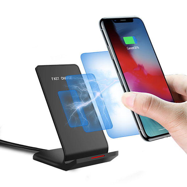 Trådlös laddare för iPhone 13 12 11 X XS Max XR 8 Plus Samsung Galaxy S22 S21, Qi-certifierad snabbladdningsstation Universell kompatibilitet Ergonomisk
