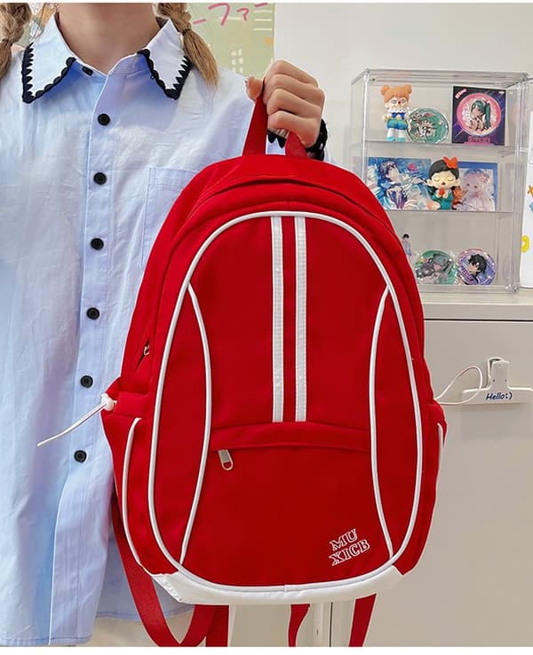 Nylon Ryggsekk: Stor Studentryggsekk Red