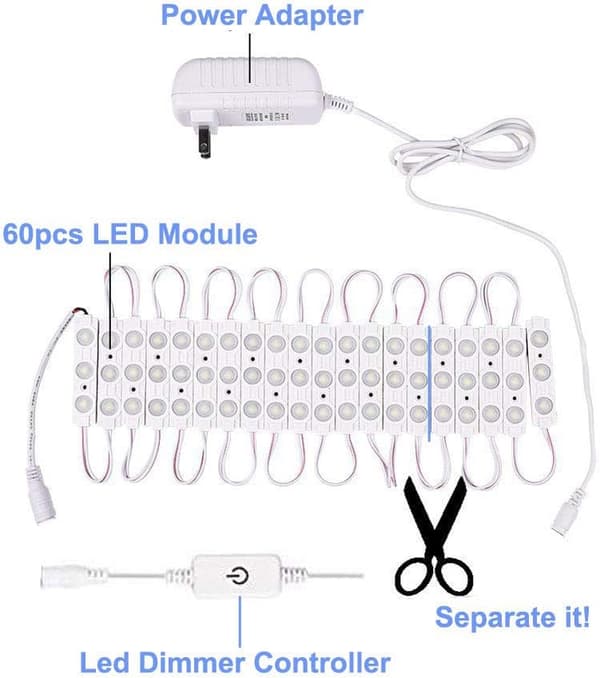 Vanity Make Up Light, Led Mirror Lights Kit, 10ft Dimmable Touch Control, Waterproof Ip65, For Hollywood Style Diy Vanity & Bathroom Mirror (Mirror