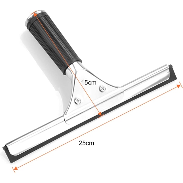 Hållbar skrapa med ergonomiskt grepp, lämplig för kök, fönster, badrum, bil, rostfritt stål, bredare blad, halkfri