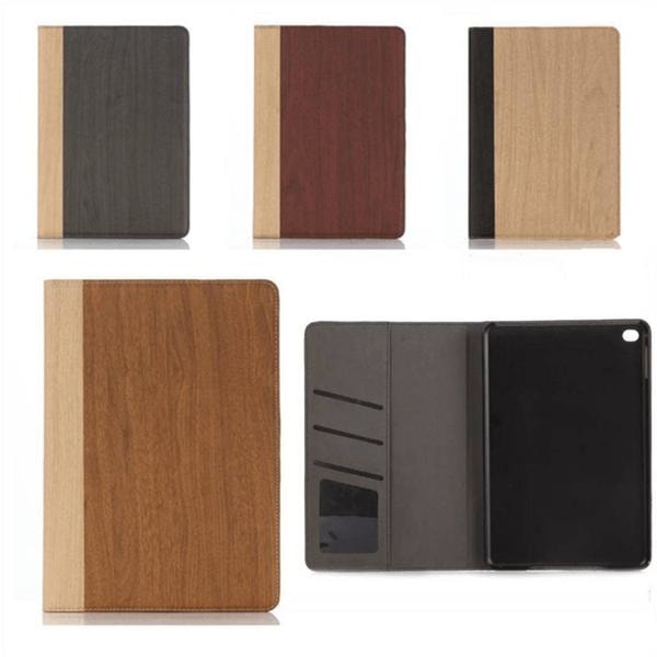 Plånboksfodral Ipad Mini 4 - Trä (välj mellan 4 färger) Kastanjebrun