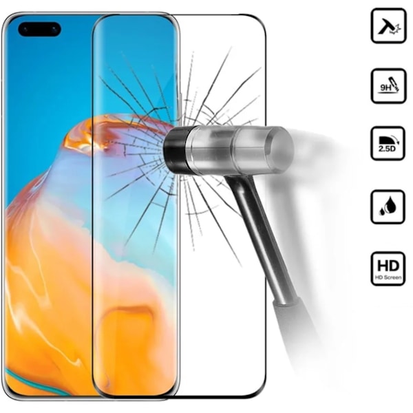 Huawei P40 Pro skärmskydd 9H passar skal fodral hörlurar - Transparent Huawei P40 Pro