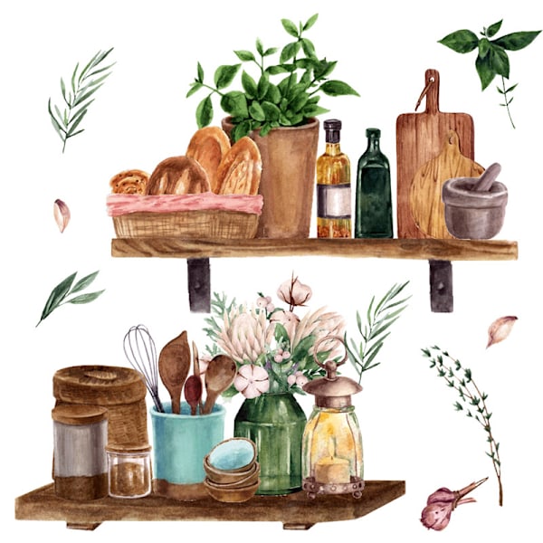 Set med 2 Köksblommiga Servis Mönster Matrum Layout Avtagbar