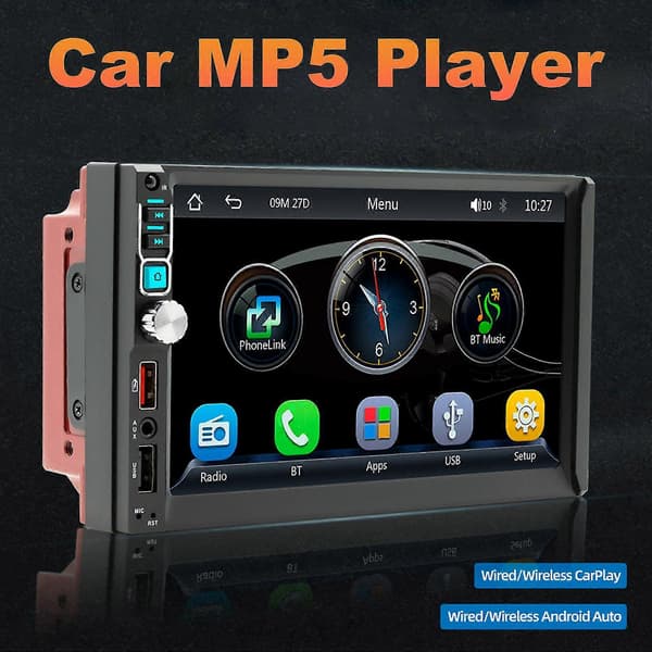 2din 7-tommers bilradio med Carplay Autoradio-mottaker berøringsskjerm Tooth Fb Hd Mp