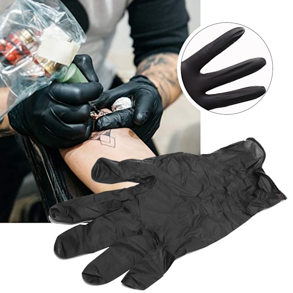 Handskar i syntetiskt material för allergifri hantering, texturerad yta, puderfria nitrilhandskar, ergonomisk design (100 st)