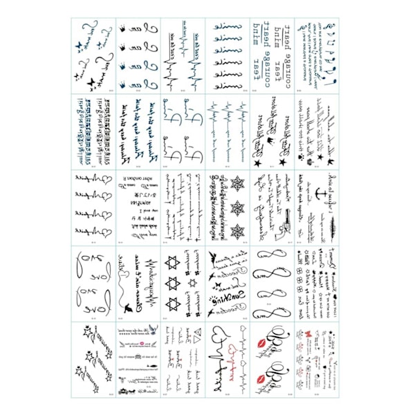 30-pack Faketatueringar Temporära Tatueringar Fejk Fake Tattoo svart