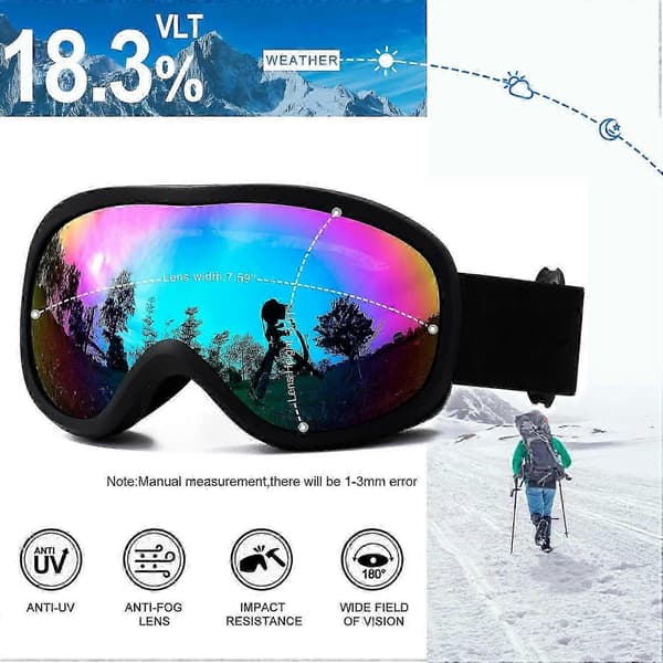 OTG Skibriller til mænd og kvinder med antidug dobbeltlags linse, UV400 snebriller