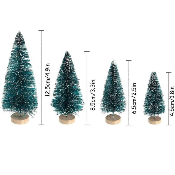 34 st mini julgran snöfrost träd DIY hantverksdekorationer