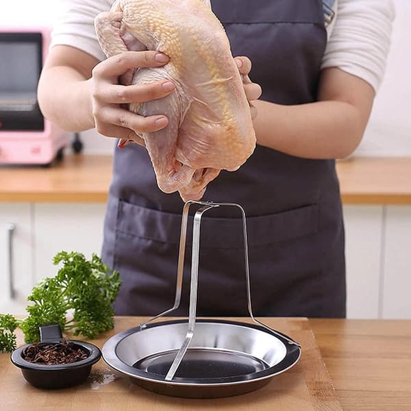 2 stk. Rotisserie til øl i rustfrit stål, lodret foldbart rotisserie