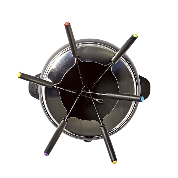 Fonduegryta med 6x Gafflar Svart