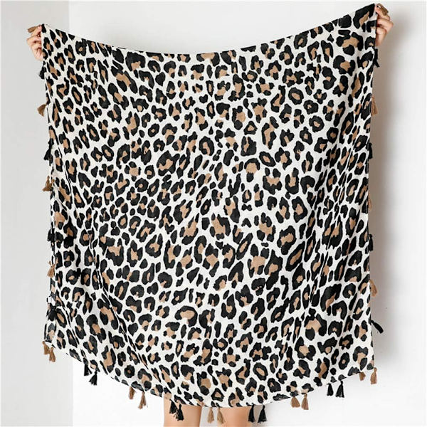 Leopardmønstret damesjal – Pashmina sjal skjerf Charpe