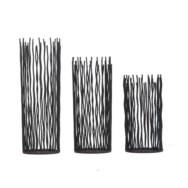 Wire Willow lysestake sett med 1, metall svart søyle lysestake