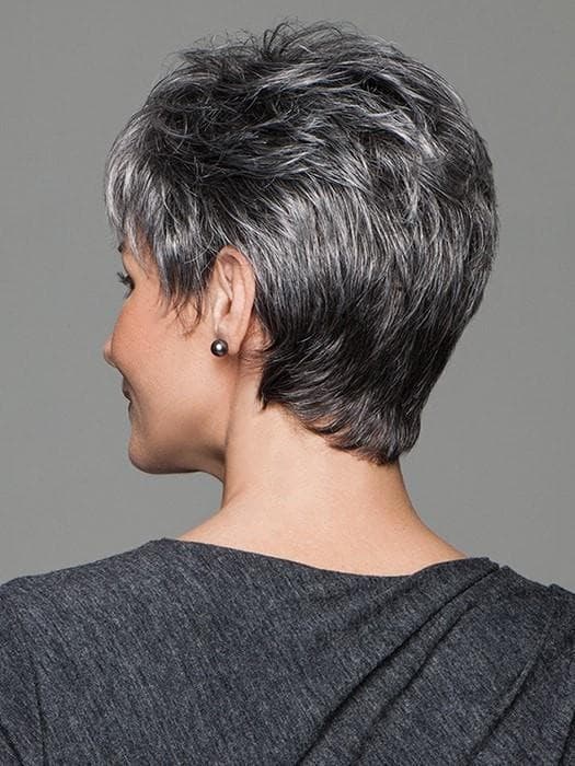 Grå gradient sidbena kort hårperuk för kvinnor