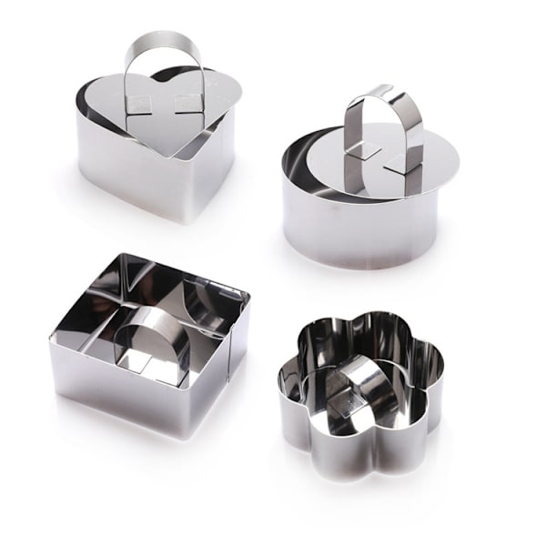 4 Stykker Kageform Rund Kageform Bageform Rustfrit Stål Kageform Mousseforme Dessertringe