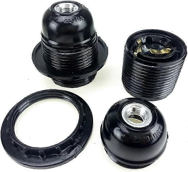 Svart E27 Skruv, E27 Lamphållare, 4st E27 Sockel, E27 Sockel Glödlampa, Solid Lampa, Svart Adapter Sockel