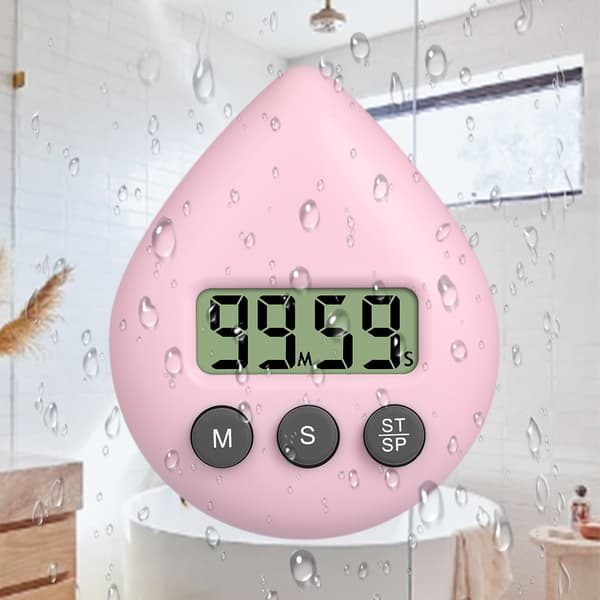 Digital Timer for Kjøkken og Bad, Vanntett Dusjtimer Bærbar Tidsmåler med Sugekoppdesign, Kompakt Digital Timer med LCD-Skjerm Light Blue