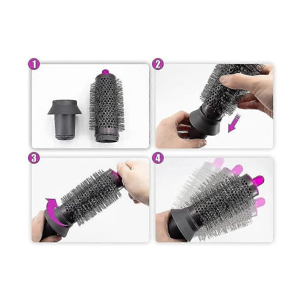 Sylindrisk kam og adapter egnet for Styler / Supersonic hårføner tilbehør, krølltang, roserød og grå-B8