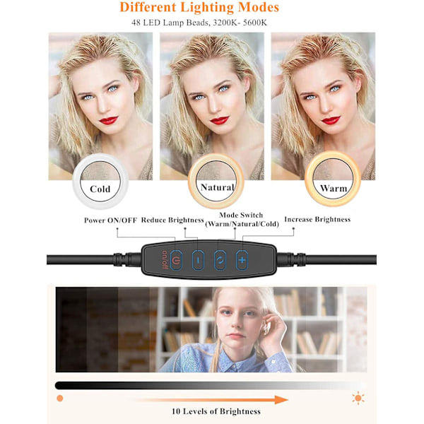 Förbättrad Clip-On Ring Light för Webbkamera, Videokonferenser och Livestreaming med Justerbar Ljusstyrka, Mjuk Belysning för Distansarbete och Zoom