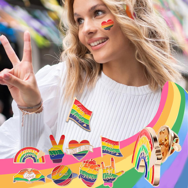 Stilrena Regnbågs Pride Pins, Blandade Färger Zinklegering Material Lgbt Slag Pins för Kläder Väska Tillbehör, Kompakt Design Idealisk för Pride Dagen