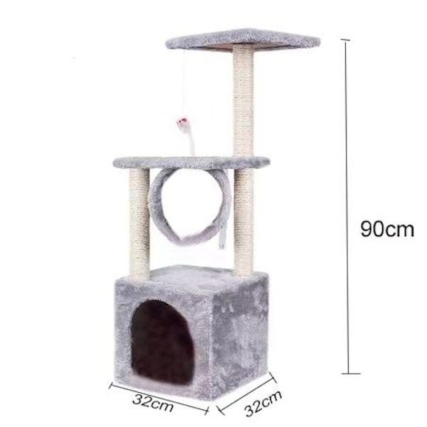 Katträd / Klösträd / Klöspelare för Katter - 90 cm Ljusgrå