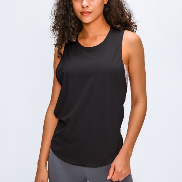 Ny yogaväst T-shirt för kvinnor med fitness med snörning