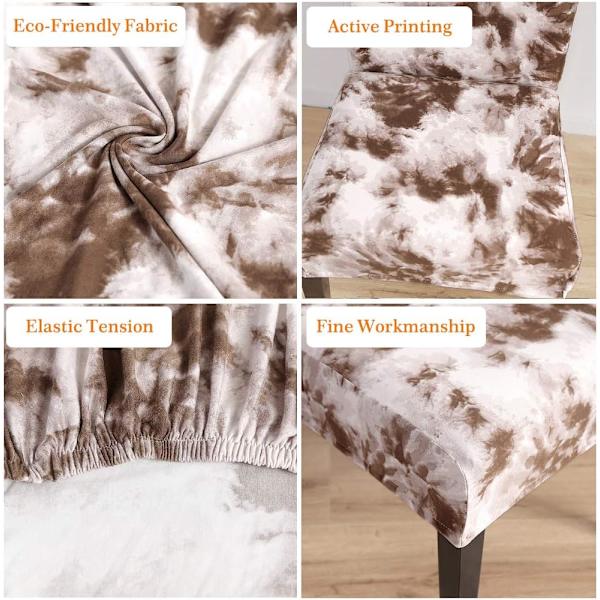 (Kaffe-Tie Dye, 6-pack) Stolsöverdrag för matstolar, set om 6, stretchiga matstolar