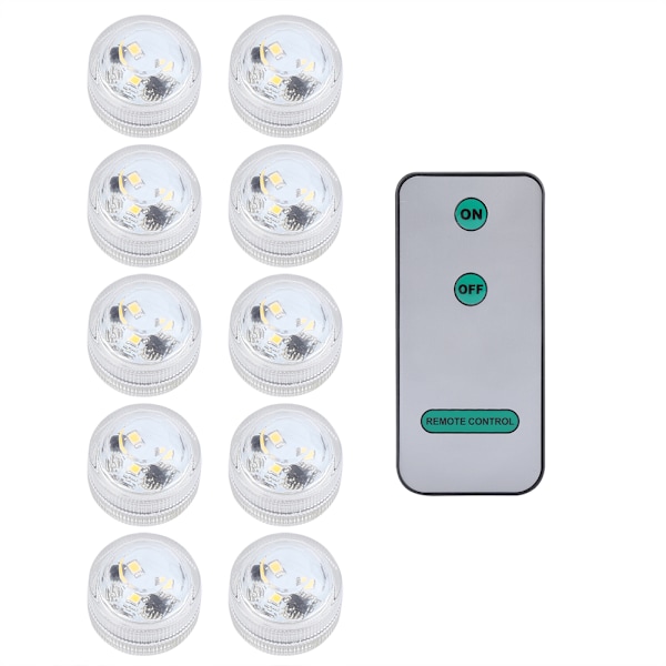 Flerfärgade LED-lampor med fjärrkontroll, Mini dränkbara, Batteridrivna, Vattentäta flamlösa LED-värmeljus för inomhus-/utomhusfester