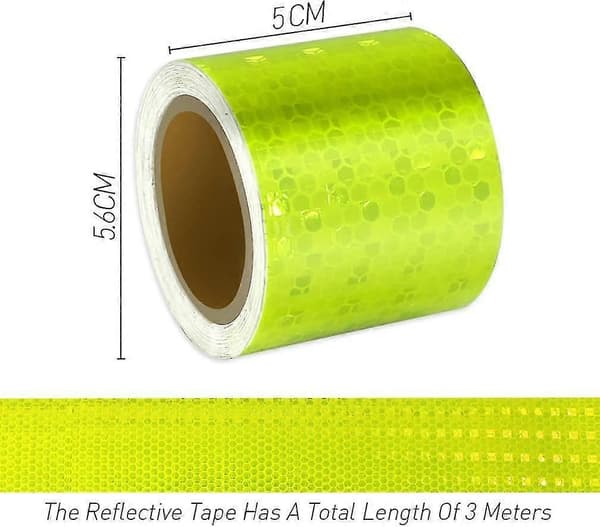 Reflekterende tape, 2 ruller 3m X 5cm Vanntett godt synlig reflektor Advarselsmerker for sikkerhetspåminnelse - gul og hvit
