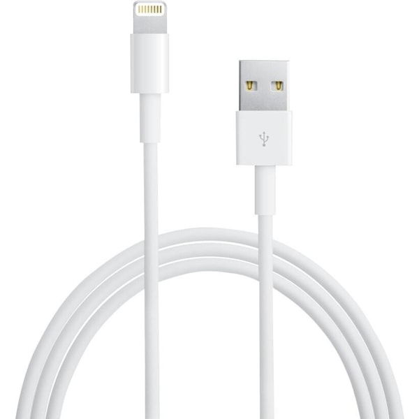 2 meter høykvalitets Apple Lightning USB-kabel til iPhone og iPad, hvit