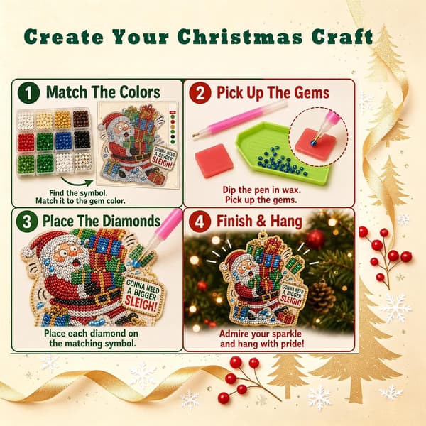 Et sjovt DIY julepynt-sæt med perler og diamantkunst – perfekt til begyndere: Rensdyr Gingerbread Man