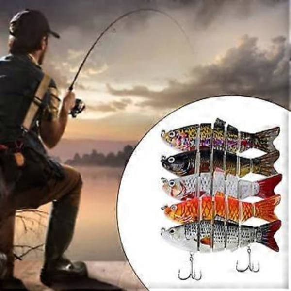 5 st Fiskedrag Multi Ledade Swimbaits Hårda Beten Långsamt Sjunkande Simulerade Simmande Drag för Sötvatten Saltvatten