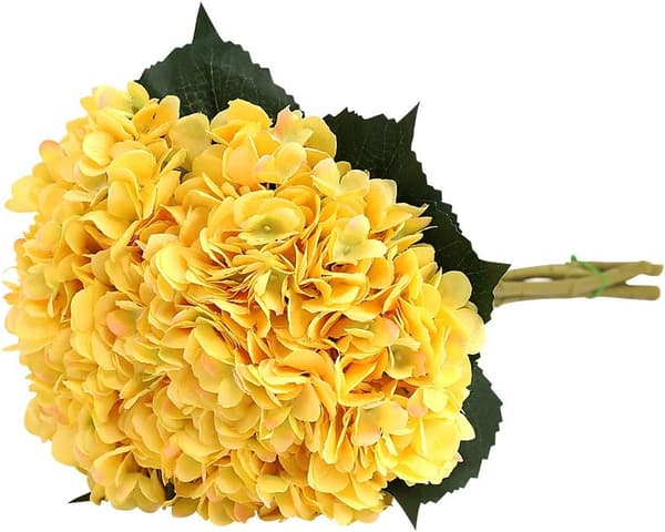 Kunstig Hortensia Blomst, 5 STK Enkelt Lang Silke Stilk 16 cm