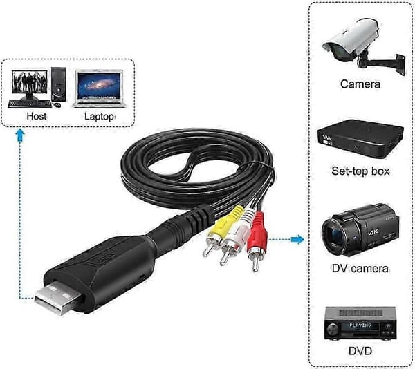 USB2.0 Video Capture Card-kabel, RCA til USB Capture Audio Video Grabber VHS DVD AV til digital konverter