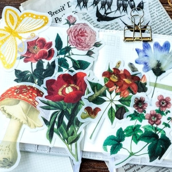 Set med botaniska klistermärken (180 st) Dekaler för pressade blommor
