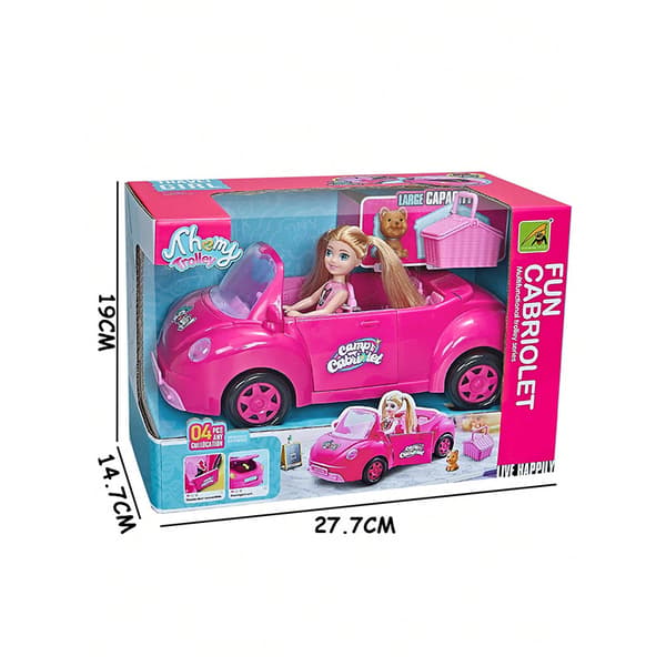 Rosa Cabriolet Piknikbil Dukkesett