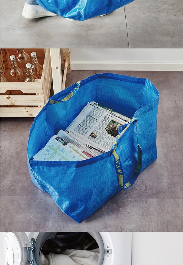 Sett med 5 store Frakta blå poser Maksimal kapasitet 25 kg