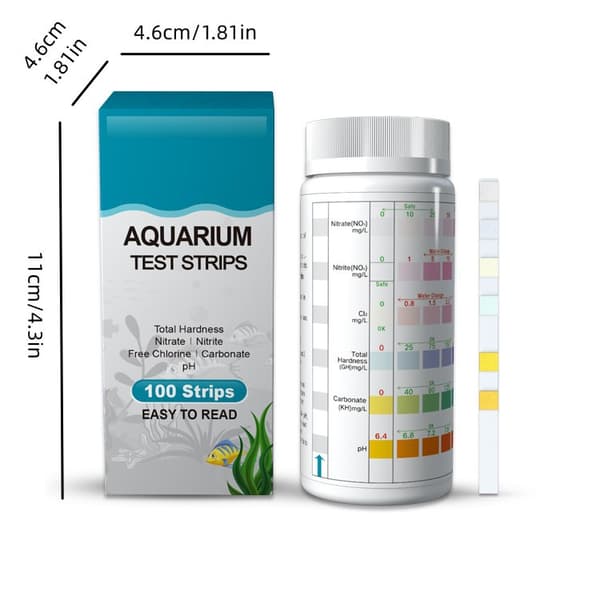 100-pack 6-i-1 akvarieteststickor, PH-test nitrit nitrat klor