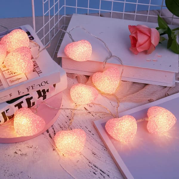 1 stk. Pigehjerte Valentinsdag Kærlighed LED lyskæde USB-opladning