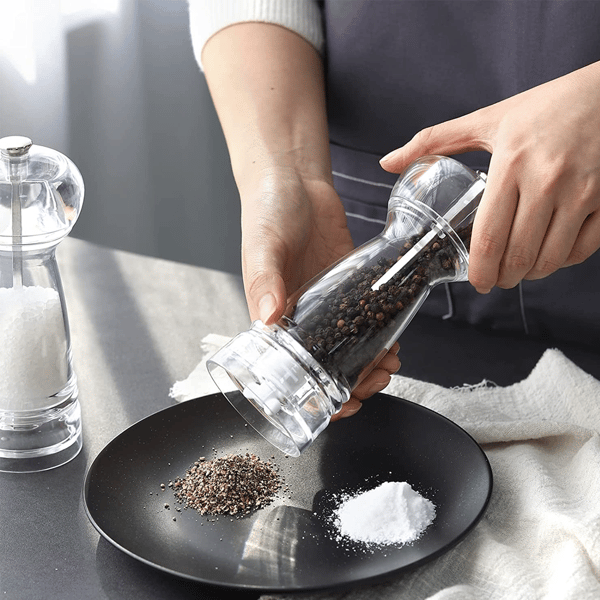 2 STK Klare Salt- og Pepperkvern Påfyllbar Kjøkkenkvern