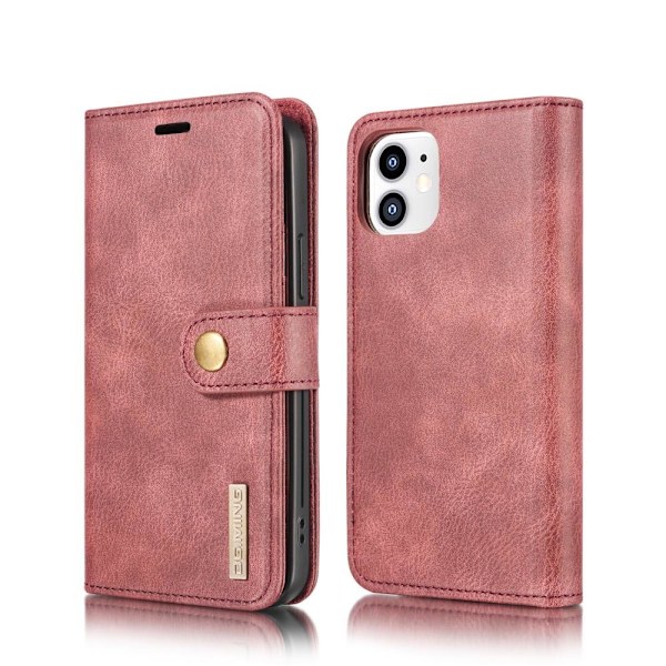 DG.MING iPhone 12 Mini Split Läder Plånboksfodral - Röd Röd