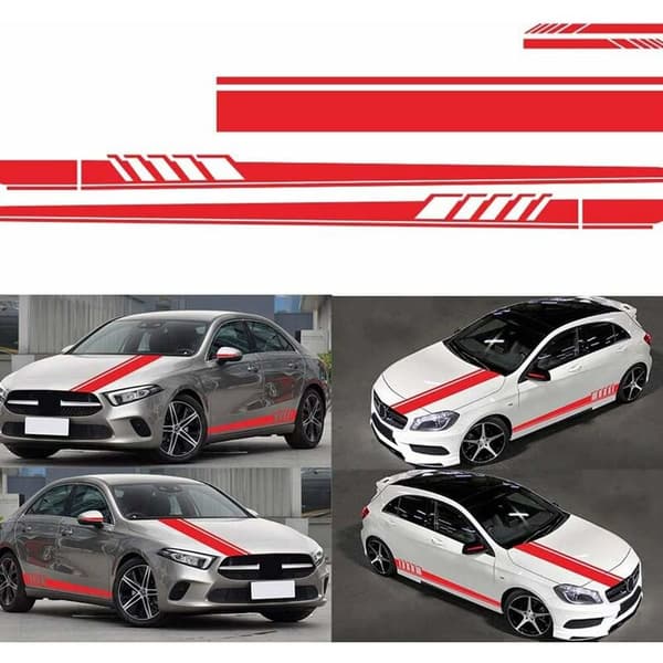 5 stk Bilsticker, Vinyl Karosseri Hætte Sticker Bil Racing Stripe Stic