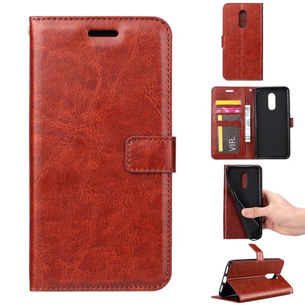Skydda, OnePlus 6, Skinnveske, Brun Brun