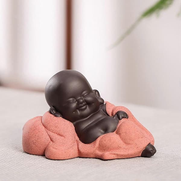 Søt Keramisk Buddha Statue Figur Ornts Hjem R C
