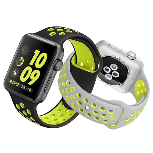 Apple Watch 4, 44mm, Silikonebånd Grå/Gul Grå/Gul M