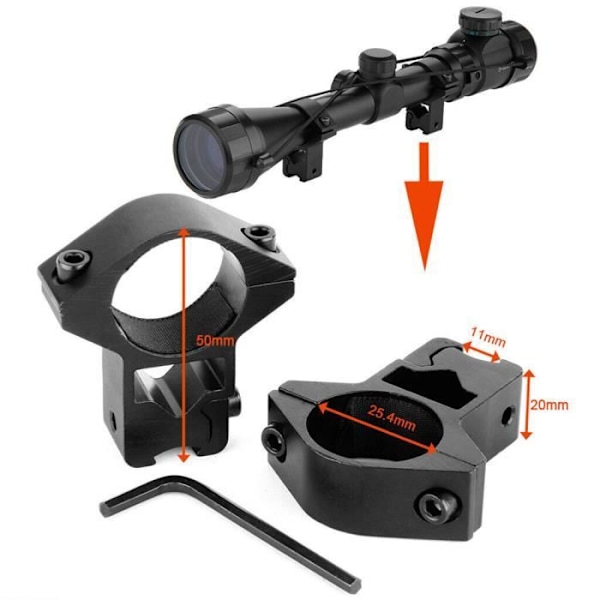 UISEBRT Röd & Grön Mil-Dot Belyst Jaktkikarsikte avståndsmätare med 11 mm 6-24x50AOEG-fästen för jakt och sport Svart